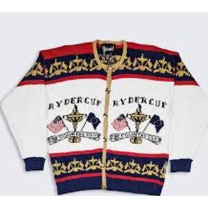 Vintage 999;Ryder Cup The Country Club Knit Cardigan Sweater Hand Sewn Linen